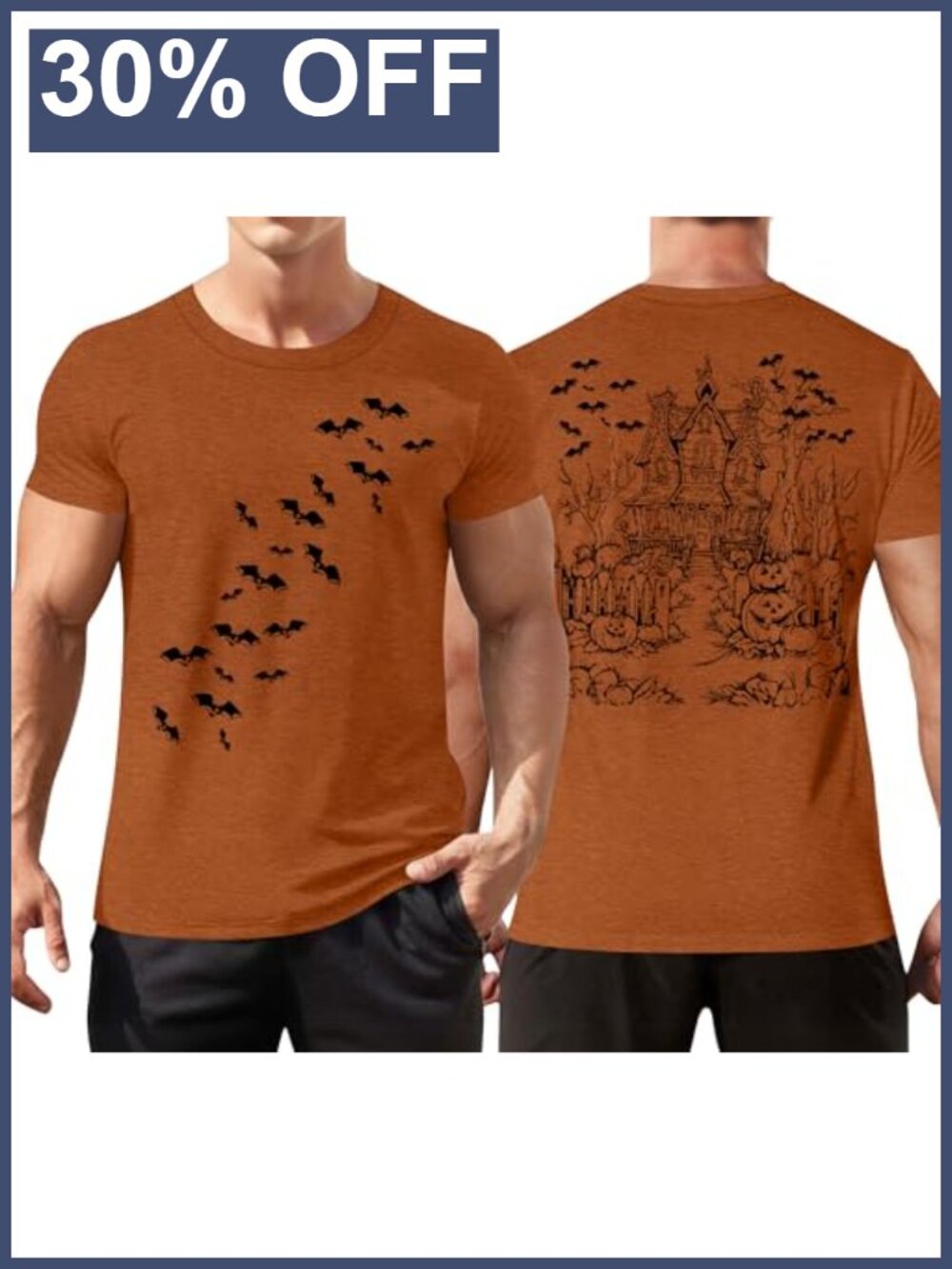 Men's Halloween Shirt Pumpkin Short Sleeve Spooky Graphic Tee
